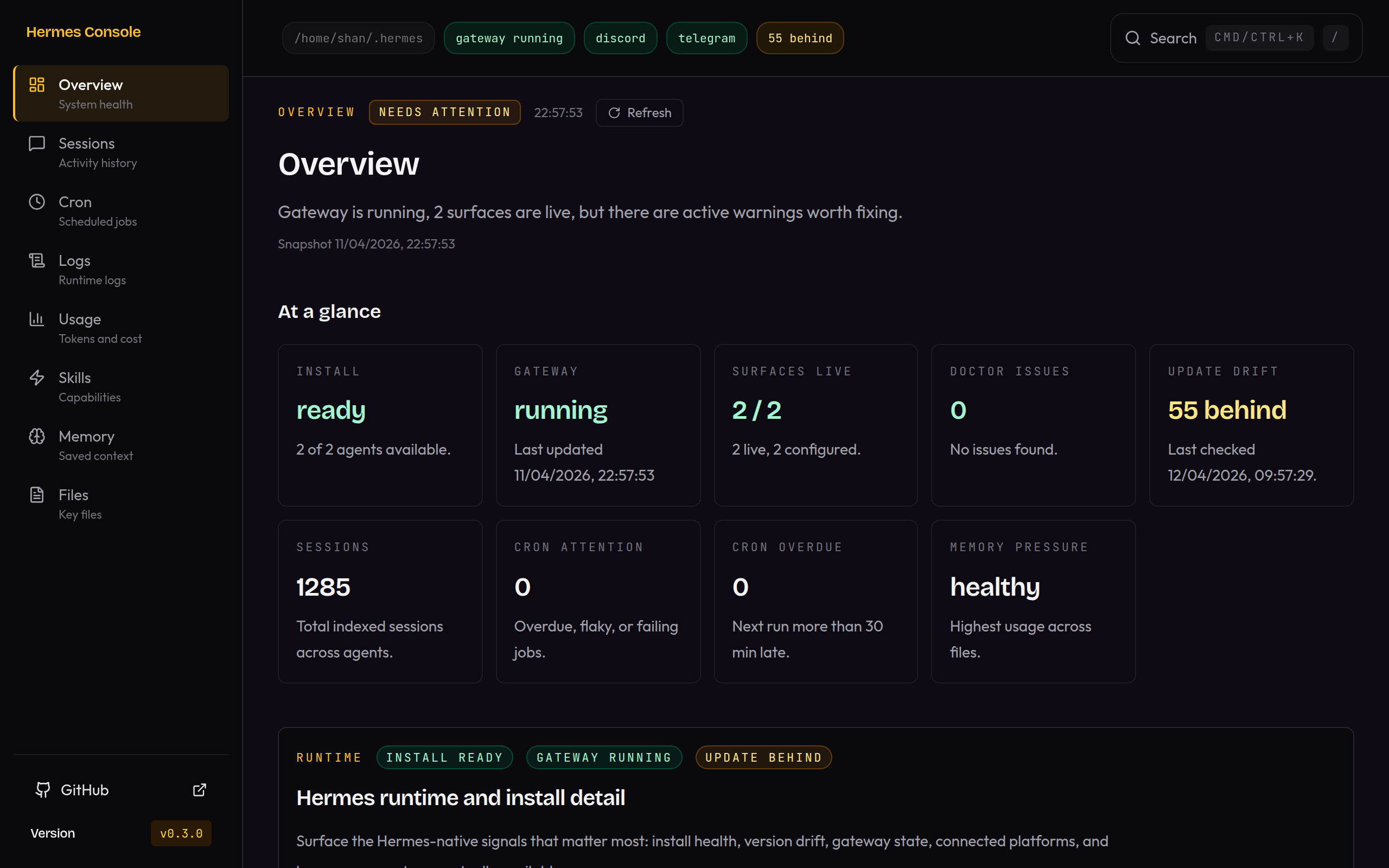 Hermes Console overview